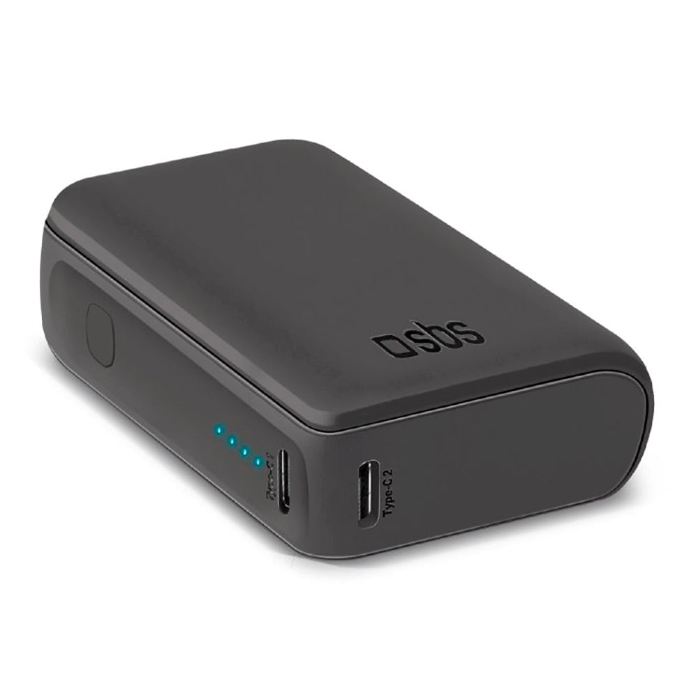 SBS NanoTube Powerbank with USB-A & USB-C 10W - 10.000 mAh - Black