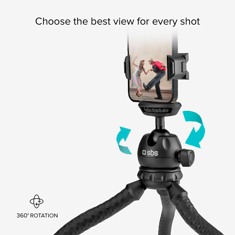 SBS Squid Tripod Pro - Tripod for Smartphone / Camera - Max Mobile: 60 - 95mm - Black