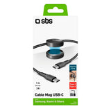 SBS USB-C to USB-C Cable with Magnetic Holder - Black