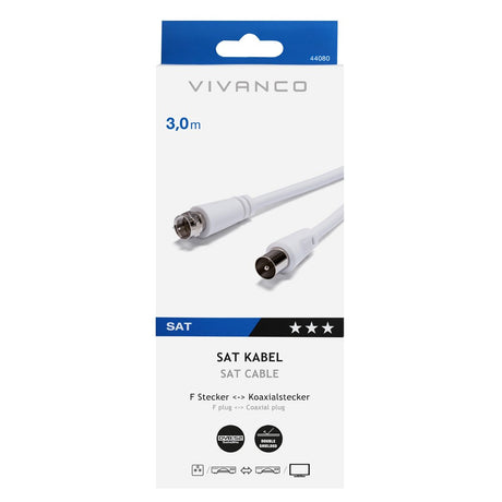 Antenna Cable Type-F to Coaxial M-M - 3m White