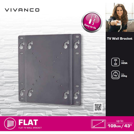 Vivanco Fixed TV Wall Mount for 20kg / 43" - Black