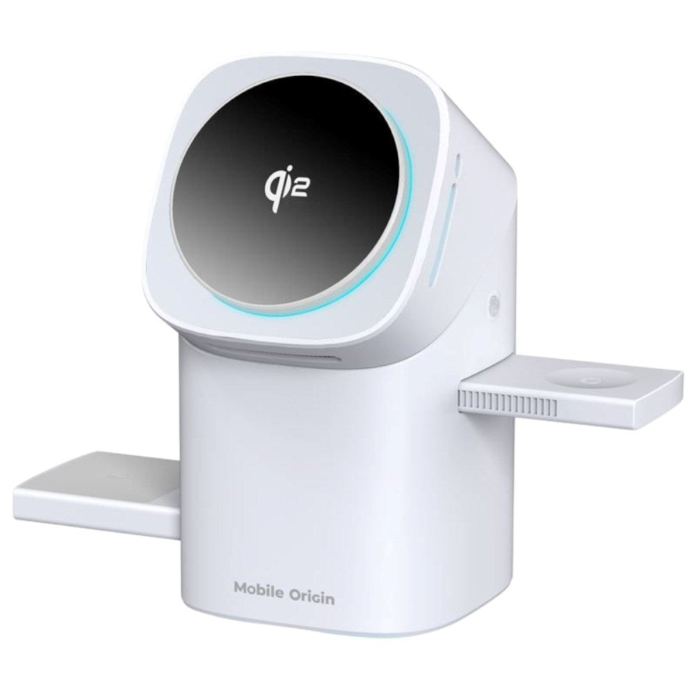3-in-1 Qi2 Wireless Charger Mobile Origin - Phone, Apple Watch & Earphones - White