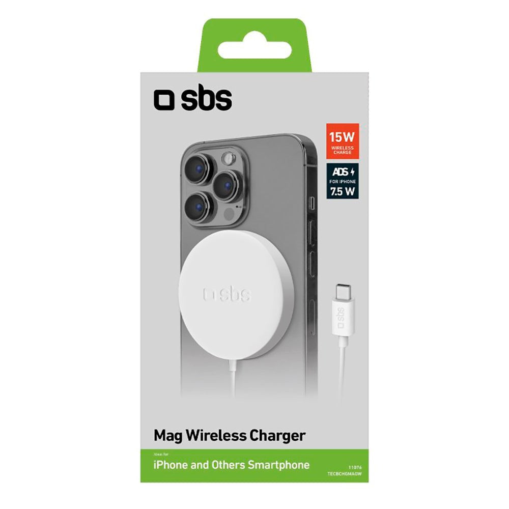 SBS Wireless Magnetic Charger 10W - MagSafe Compatible - White