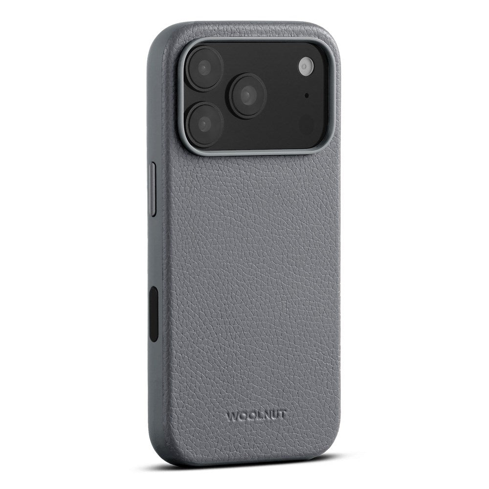 WOOLNUT iPhone 17 Pro Full Grain Leather Case - MagSafe Compatible - Grey