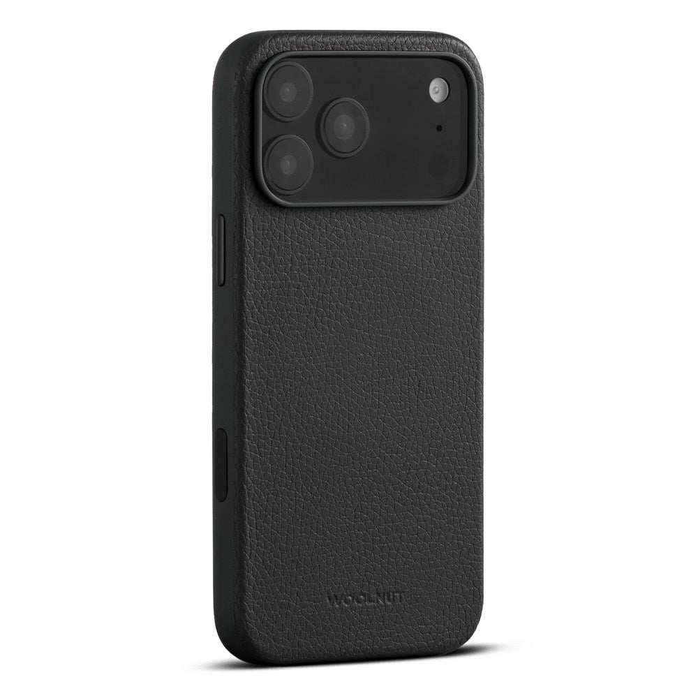 WOOLNUT iPhone 17 Pro Max Full Grain Leather Case - MagSafe Compatible - Black