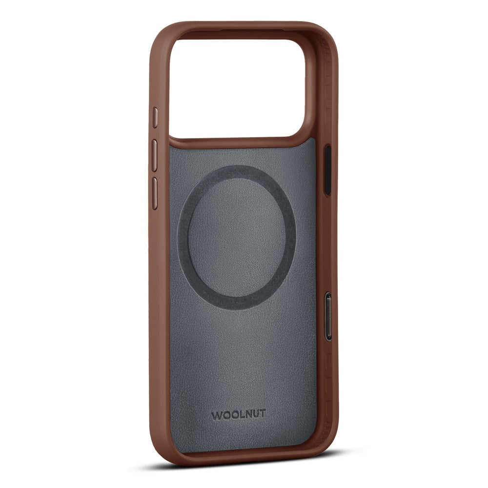 WOOLNUT iPhone 17 Pro Max Full Grain Leather Case - MagSafe Compatible - Brown