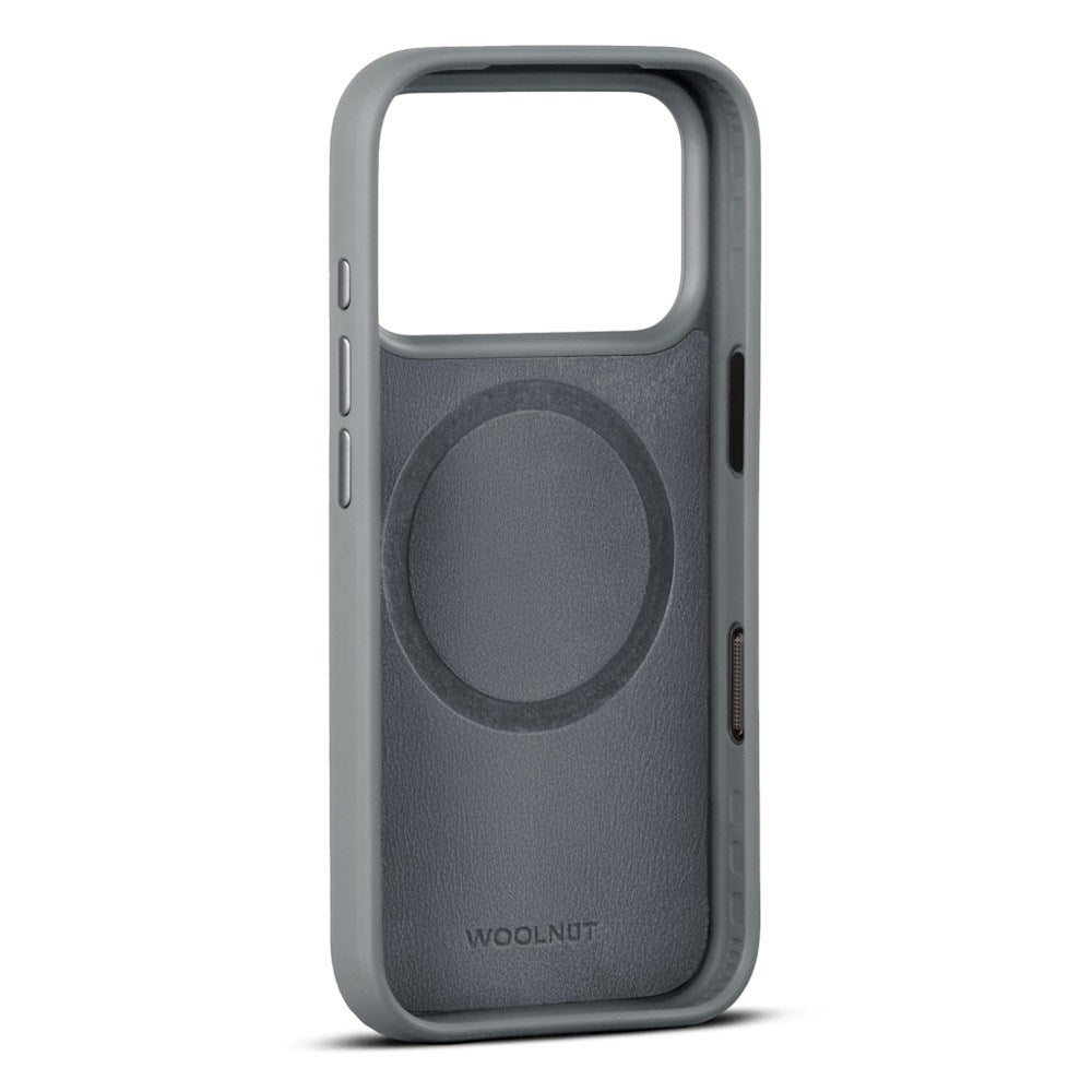 iPhone 18 Pro WOOLNUT Genuine Leather Case - MagSafe Compatible - Grey