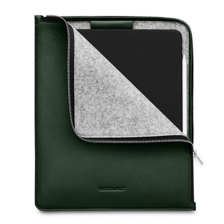 Woolnut iPad / Tablet (26.5 x 32.5 cm) Genuine Leather Folio Sleeve - Green