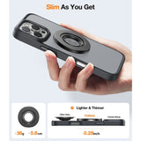 TORRAS MagSpin Magnetic Finger Ring with Built-in Kickstand - MagSafe Compatible - Dark Grey