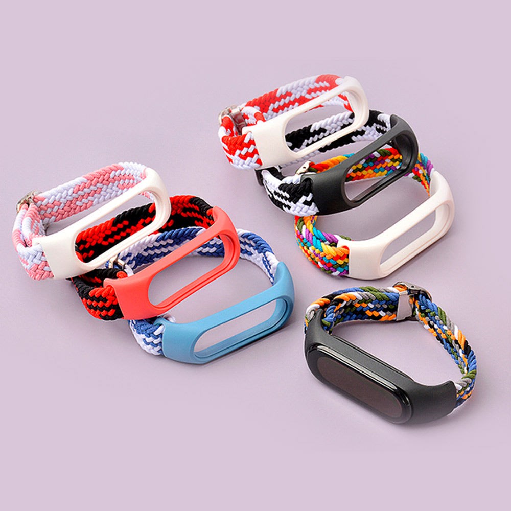 Xiaomi Mi Smart Band 5 / 6 Hurtel Braided Fabric Strap - White / Red