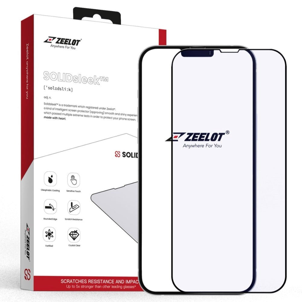 iPhone 13 / 13 Pro Zeelot SOLIDsleek Anti Blue Ray Screen Protector - Case Friendly - Black Edge