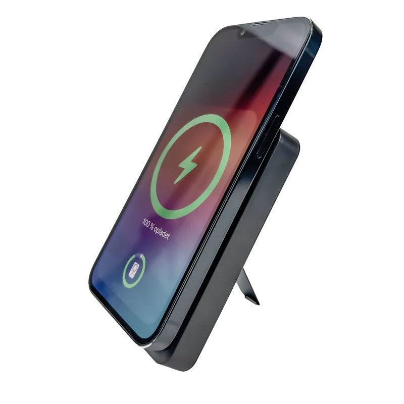 Zmartgear Powerbank Pro 6-in-1 with 18W / 10.00mAh / Wireless Charging / Built-in USB-C & Lightning Cable / Kickstand - Black