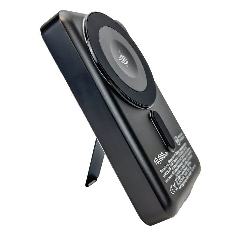 Zmartgear Powerbank Pro 6-in-1 with 18W / 10.00mAh / Wireless Charging / Built-in USB-C & Lightning Cable / Kickstand - Black